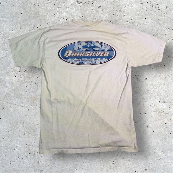 VTG 90s Quiksilver Boardriding Company Double-Sided Logo Surf Skate T-Shirt - Picture 2 of 12
